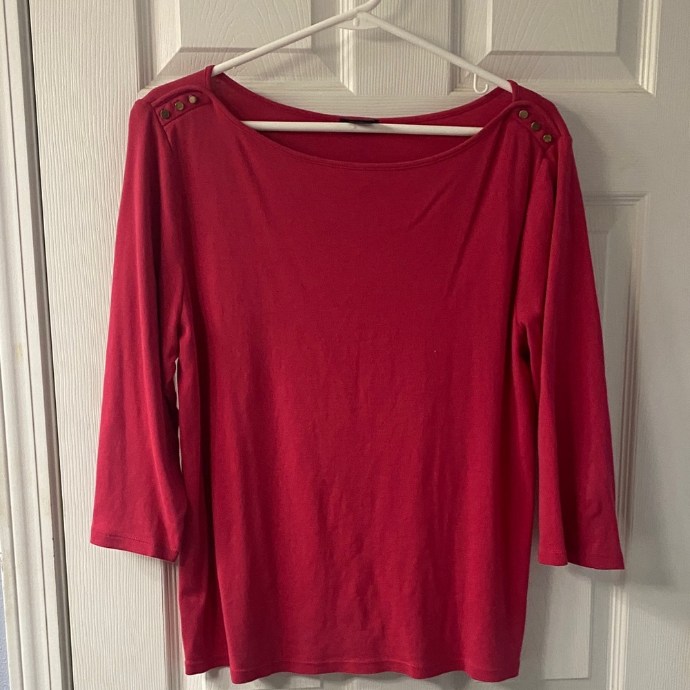 Ann Taylor pink  Long Sleeve Tee with Shoulder Buttons